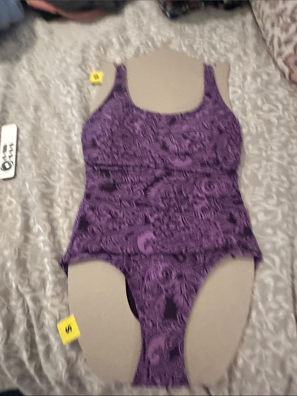 Lands' End Purple Paisley Tank One-Piece Swimsuit